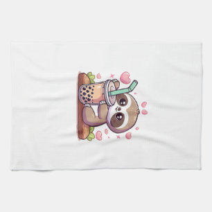Cute Sloth Boba Bubble Milk Tea Kawaii Women Girls Towel