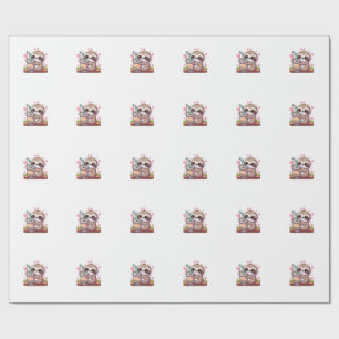 Cute Sloth Boba Bubble Milk Tea Kawaii Women Girls Wrapping Paper
