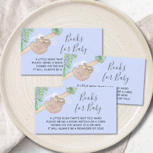 Cute Sloth Boy's Baby Shower Books For Baby  Enclosure Card