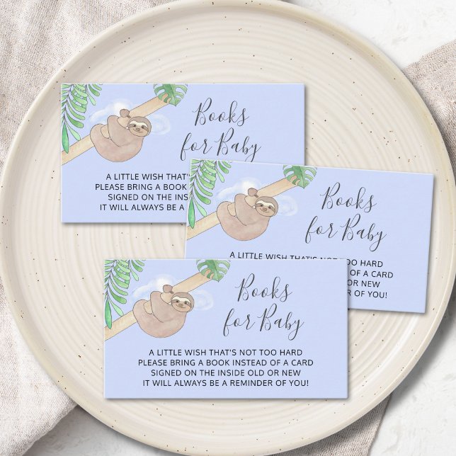 Cute Sloth Boy's Baby Shower Books For Baby  Enclosure Card (Creator Uploaded)