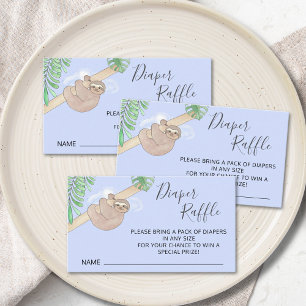 Cute Sloth Boy's Baby Shower Diaper Raffle  Enclosure Card