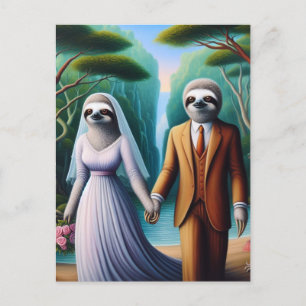 Cute Sloth Bride and Groom Postcard