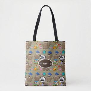 Cute Sloth Brown Pattern Funny Just Do It Quote Tote Bag