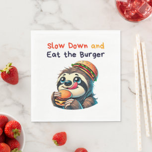 Cute Sloth Burger Cartoon Fast Food Napkin