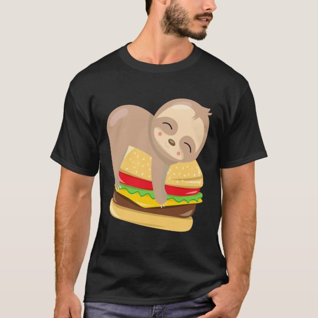 Cute Sloth Burger T-Shirt (Front)