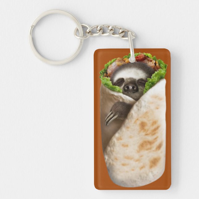 Cute Sloth Burrito Key Ring (Front)