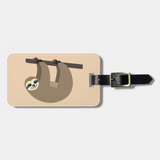 Cute Sloth Cartoon Luggage Tag (Front Horizontal)