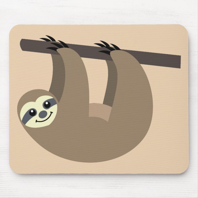 Cute Sloth Cartoon Mouse Mat (Front)