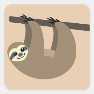 Cute Sloth Cartoon Square Sticker