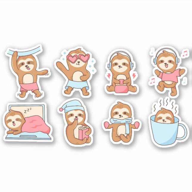 CUTE SLOTH CHARACTER ILLUSTRATION SET  (Front)