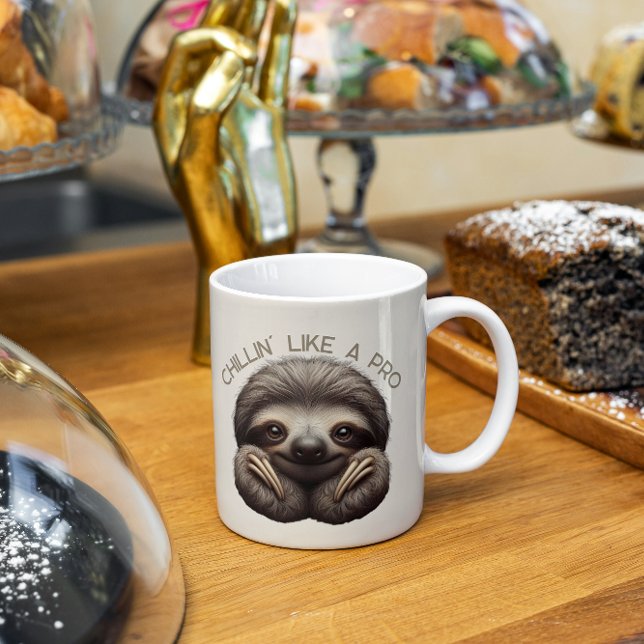 Cute Sloth Chillin Like a Pro Coffee Mug (Creator Uploaded)