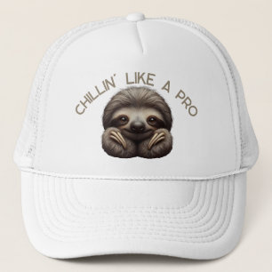 Cute Sloth Chillin Like a Pro Trucker Hat