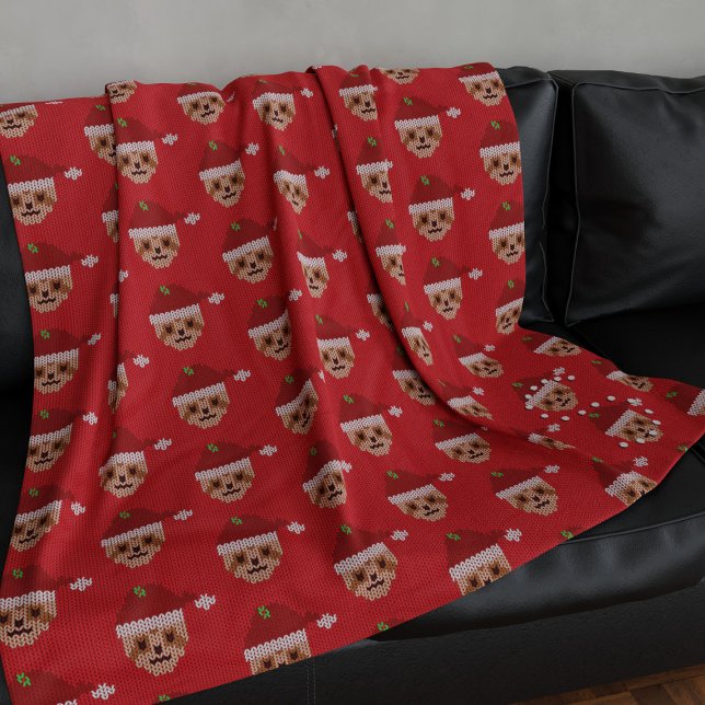 Cute Sloth Christmas Holiday Festive Red Fleece Blanket (A fun and festive Christmas sloth fleece blanket with space for your initial)