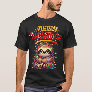 Cute Sloth Christmas Lights Tangle T-Shirt