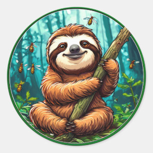 Cute Sloth Classic Round Sticker