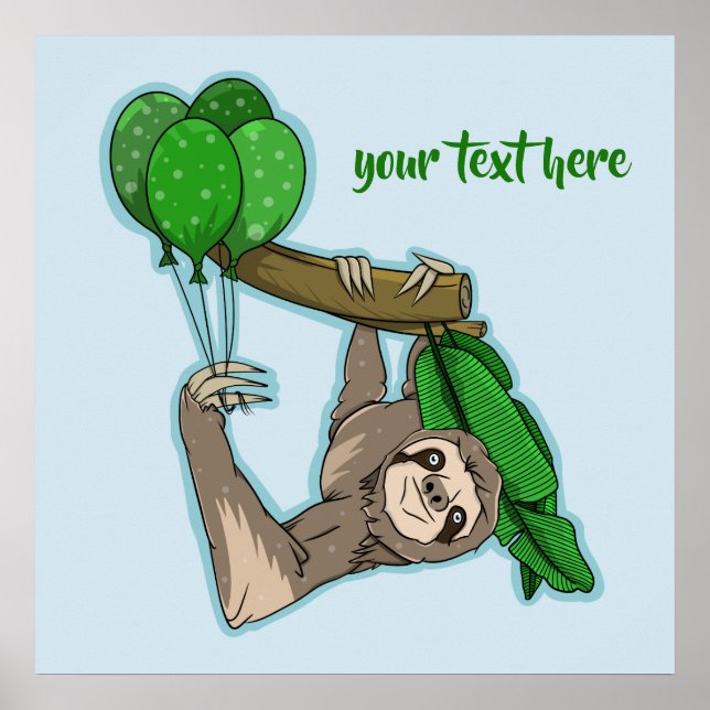 Cute sloth climbing in a tree poster (Front)