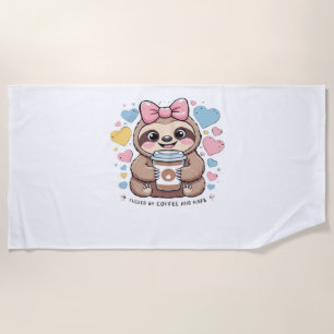 Cute Sloth Coffee Lover Shirt – Funny Fueled by Co Beach Towel