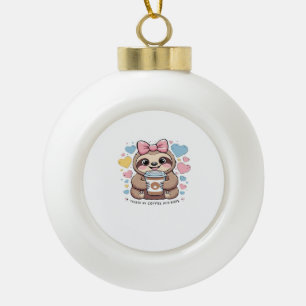 Cute Sloth Coffee Lover Shirt – Funny Fueled by Co Ceramic Ball Christmas Ornament