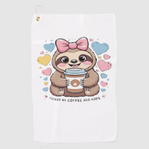 Cute Sloth Coffee Lover Shirt – Funny Fueled by Co Golf Towel