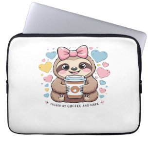 Cute Sloth Coffee Lover Shirt – Funny Fueled by Co Laptop Sleeve