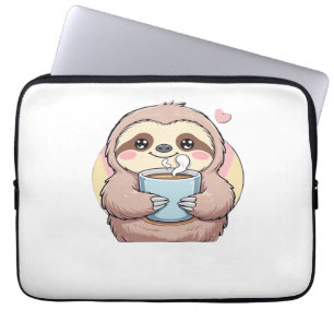 Cute Sloth Coffee Lover Shirt – Funny Fueled by Co Laptop Sleeve