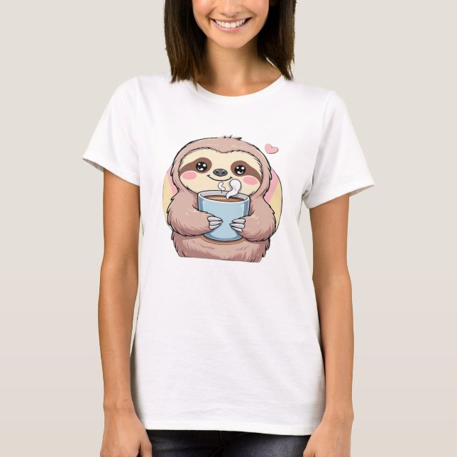 Cute Sloth Coffee Lover Shirt � Funny Fuelled by C (Front)