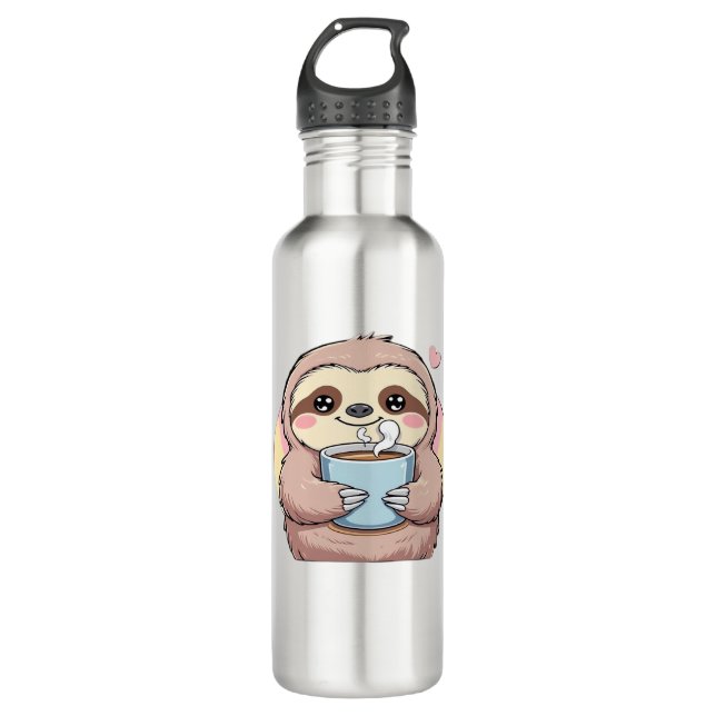 Cute Sloth Coffee Lover Shirt � Funny Fuelled by C 710 Ml Water Bottle (Front)