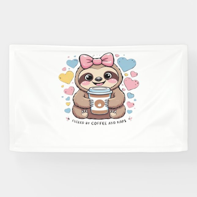 Cute Sloth Coffee Lover Shirt – Funny Fuelled by C Banner (Horizontal)