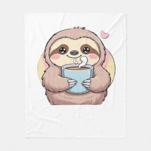 Cute Sloth Coffee Lover Shirt � Funny Fuelled by C Fleece Blanket