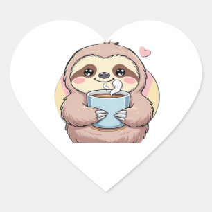 Cute Sloth Coffee Lover Shirt – Funny Fuelled by C Heart Sticker