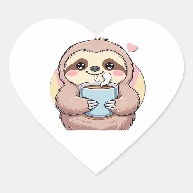 Cute Sloth Coffee Lover Shirt – Funny Fuelled by C Heart Sticker (Front)