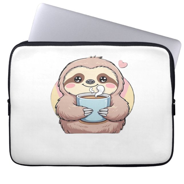 Cute Sloth Coffee Lover Shirt – Funny Fuelled by C Laptop Sleeve (Front)