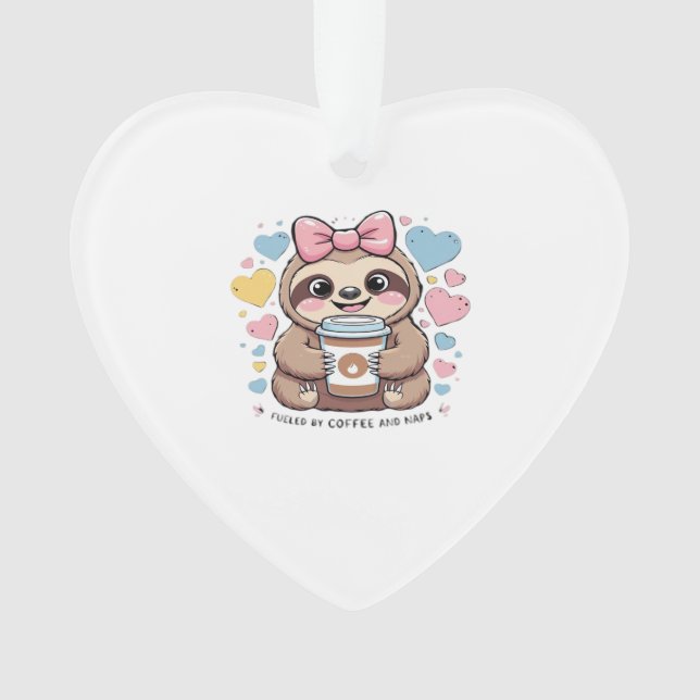Cute Sloth Coffee Lover Shirt � Funny Fuelled by C Ornament (Front)