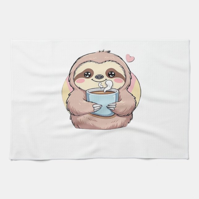 Cute Sloth Coffee Lover Shirt � Funny Fuelled by C Tea Towel (Horizontal)