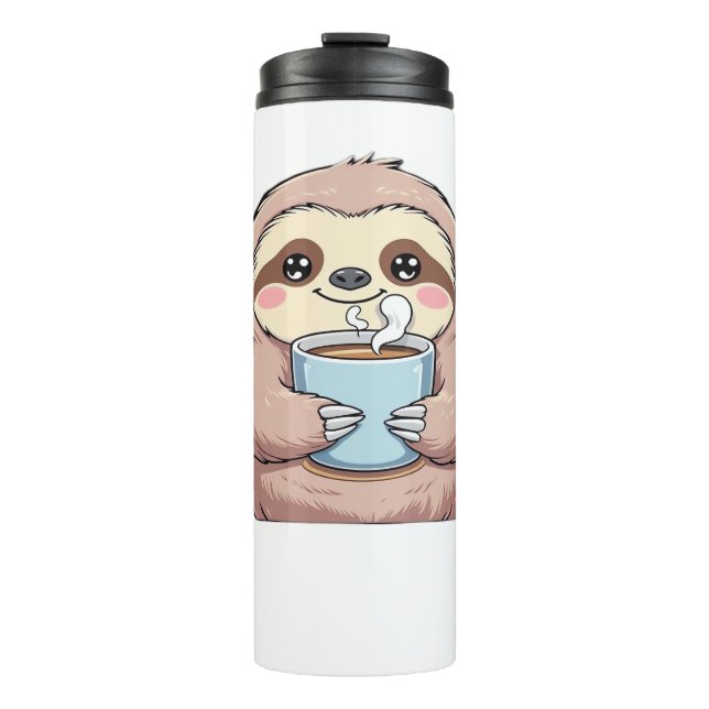 Cute Sloth Coffee Lover Shirt – Funny Fuelled by C Thermal Tumbler (Front)