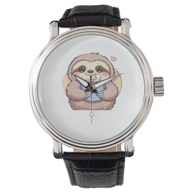 Cute Sloth Coffee Lover Shirt – Funny Fuelled by C Watch (Front)