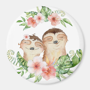 Cute Sloth Couple Magnet