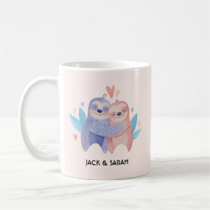 Cute Sloth Couple Personalised Valentine's Day Coffee Mug