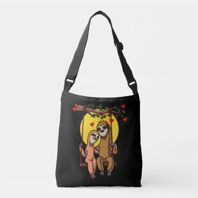 Cute Sloth Couple Valentines Day Animal Crossbody Bag (Front)