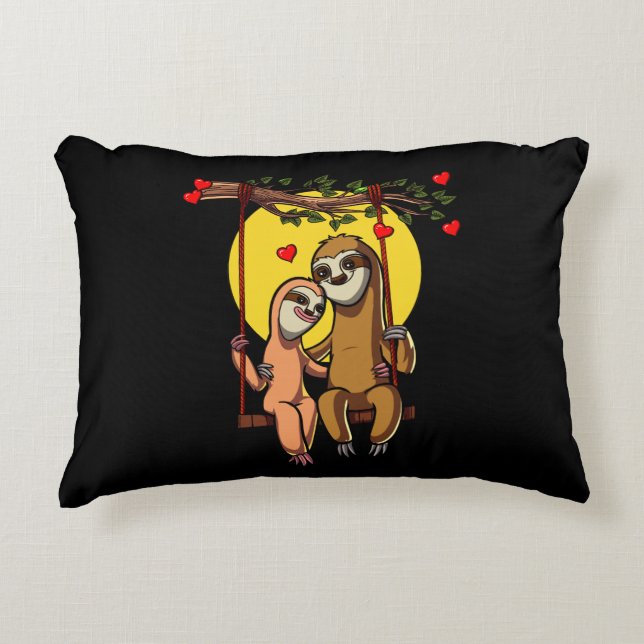 Cute Sloth Couple Valentines Day Animal Decorative Cushion (Front)
