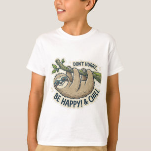 Cute Sloth "Don't Hurry Be Happy & Chill" Funny  T-Shirt