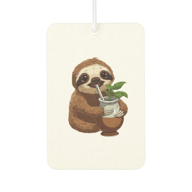 Cute Sloth Drinking Yerba Mate � Adorable Kawaii A Car Air Freshener (Front)