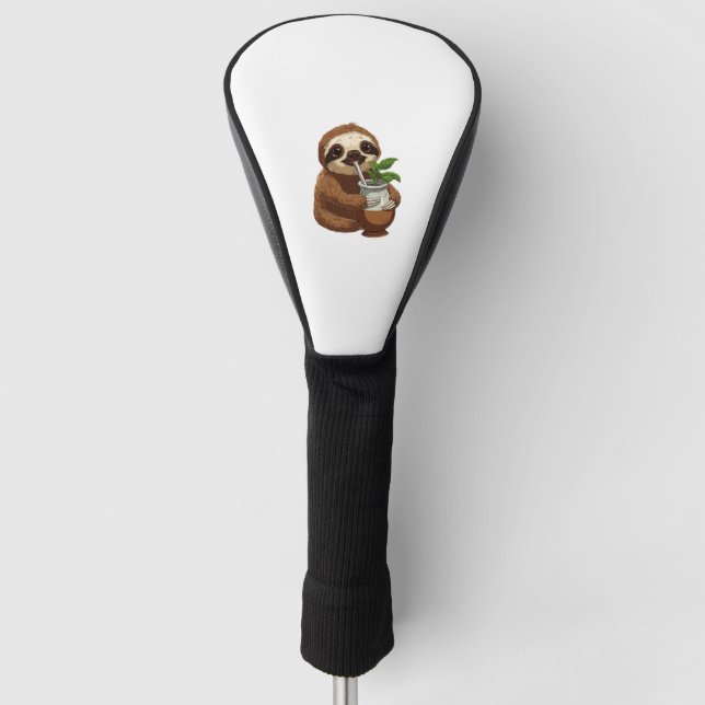 Cute Sloth Drinking Yerba Mate – Adorable Kawaii A Golf Head Cover (Front)