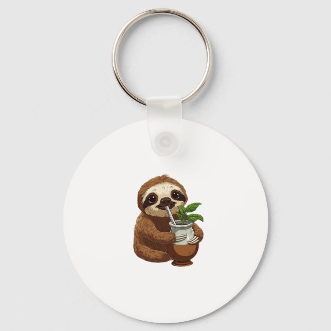 Cute Sloth Drinking Yerba Mate � Adorable Kawaii A Key Ring (Front)