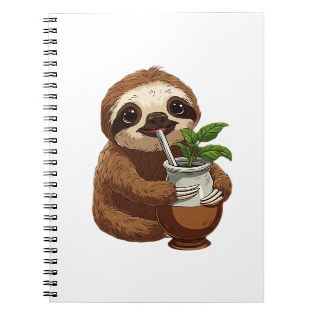 Cute Sloth Drinking Yerba Mate � Adorable Kawaii A Notebook (Front)