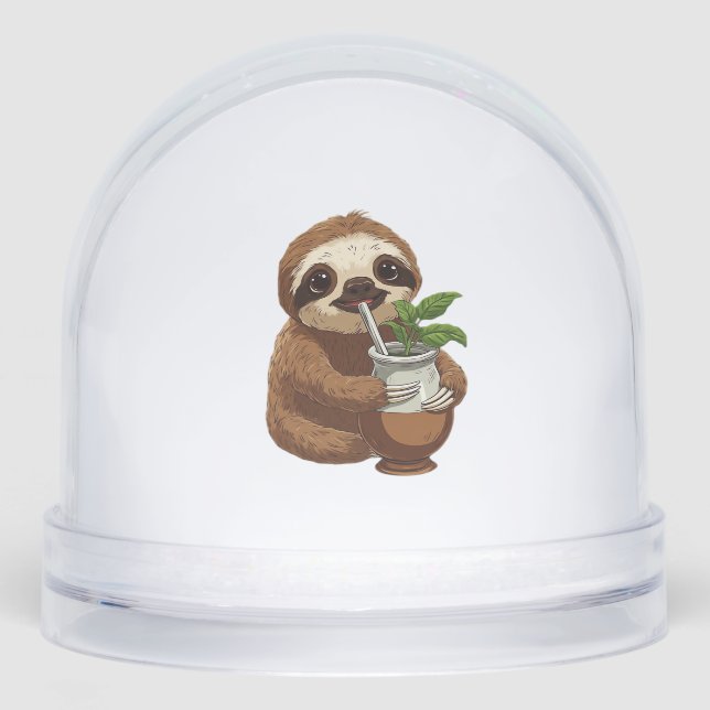Cute Sloth Drinking Yerba Mate � Adorable Kawaii A Snowglobe (Front)