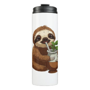 Cute Sloth Drinking Yerba Mate – Adorable Kawaii A Thermal Tumbler