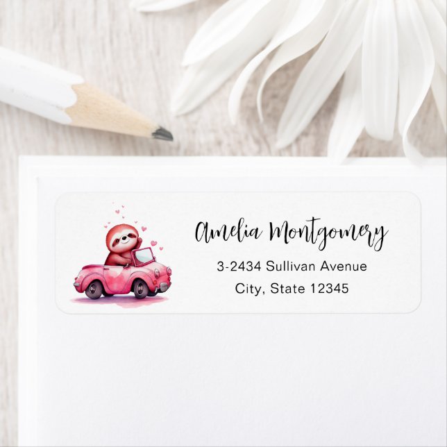 Cute Sloth Driving a Pink Convertible - Address (Insitu)