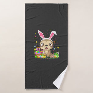 Cute Sloth Easter Egg Hunt Bunny Ear Sloth Happy E Bath Towel