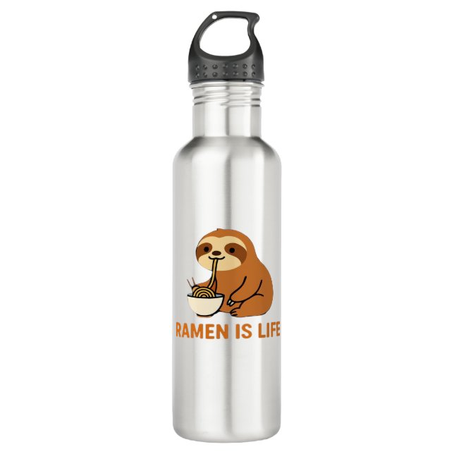 Cute Sloth Eating Ramen � Funny Noodle Lover Desig 710 Ml Water Bottle (Front)